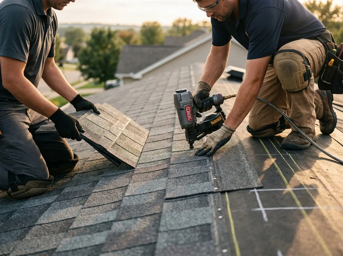 Professional roofer working on a residential roof in Citrus Park
